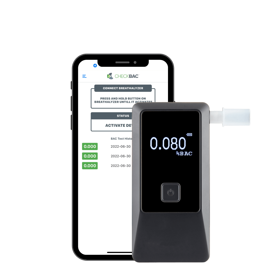 portable breath test device and monitoring app combination