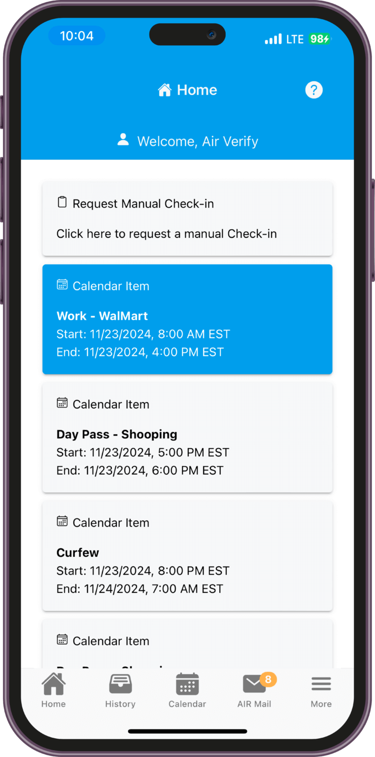 Probation Check in App | Participant Tracking System